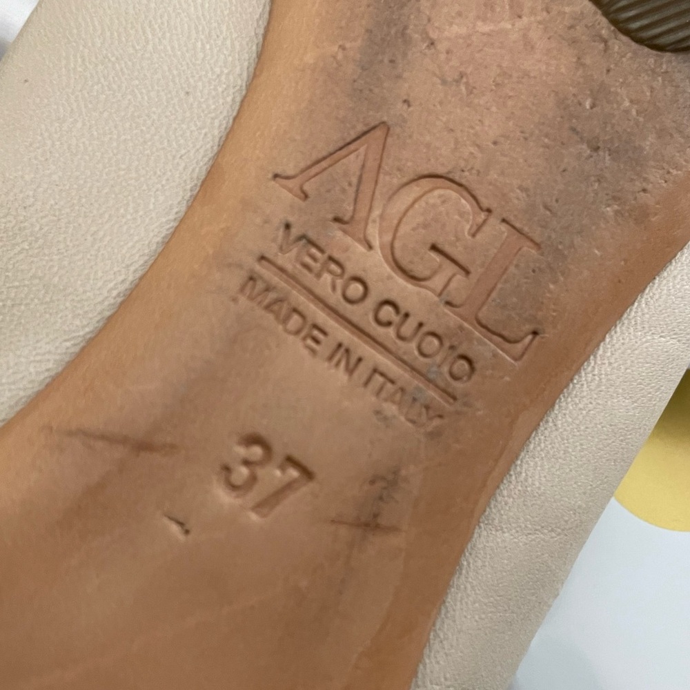 AGL Tan Leather Snakeskin Ballerina Flats Size 7 - Picture 9 of 11